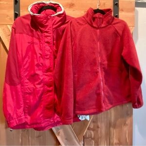 EUC Columbia Winter Coat, Red & Ivory, Size L